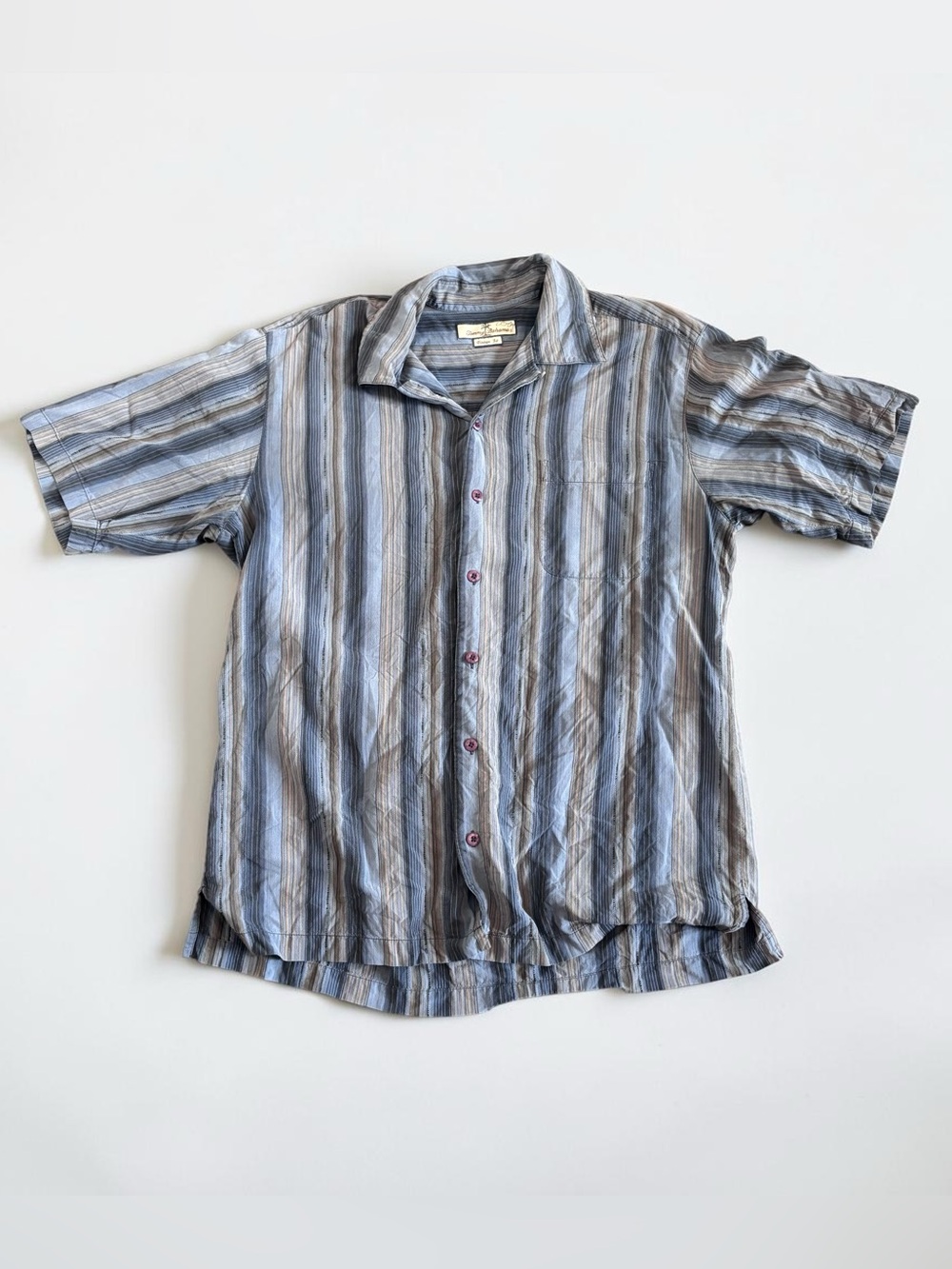 Tommy Bahama Vintage Fit 100% Silk Striped Button Shirt Men’s Size Large